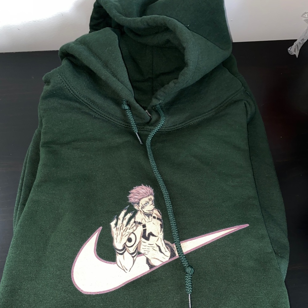 jujutsu kaisen green hoodie Nike logo